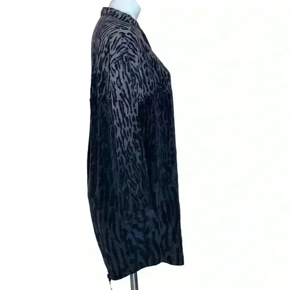 All Saints leopard silk color block long sleeve shirt dress tunic sheer - Picture 3 of 5